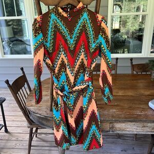 1960’s/1970’s Sears vintage dress Jewel & Chain Chevron Matching Belt